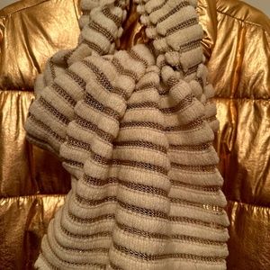 Ralph Lauren Scarf Ivory and Gold.  72” x 11”